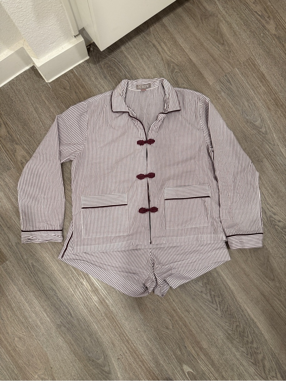 J.Crew CP599 Cotton Poplin Striped Pajama Short Set – Purple Magenta Orchid